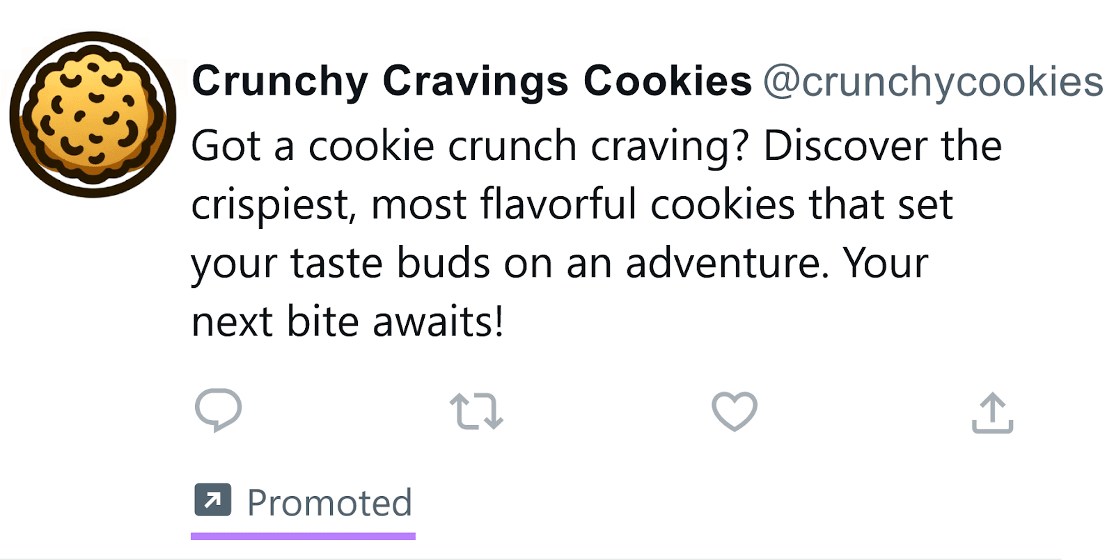 Crunchy Cravings Cookies's post on X, marked as &ldquo;Promoted&rdquo;