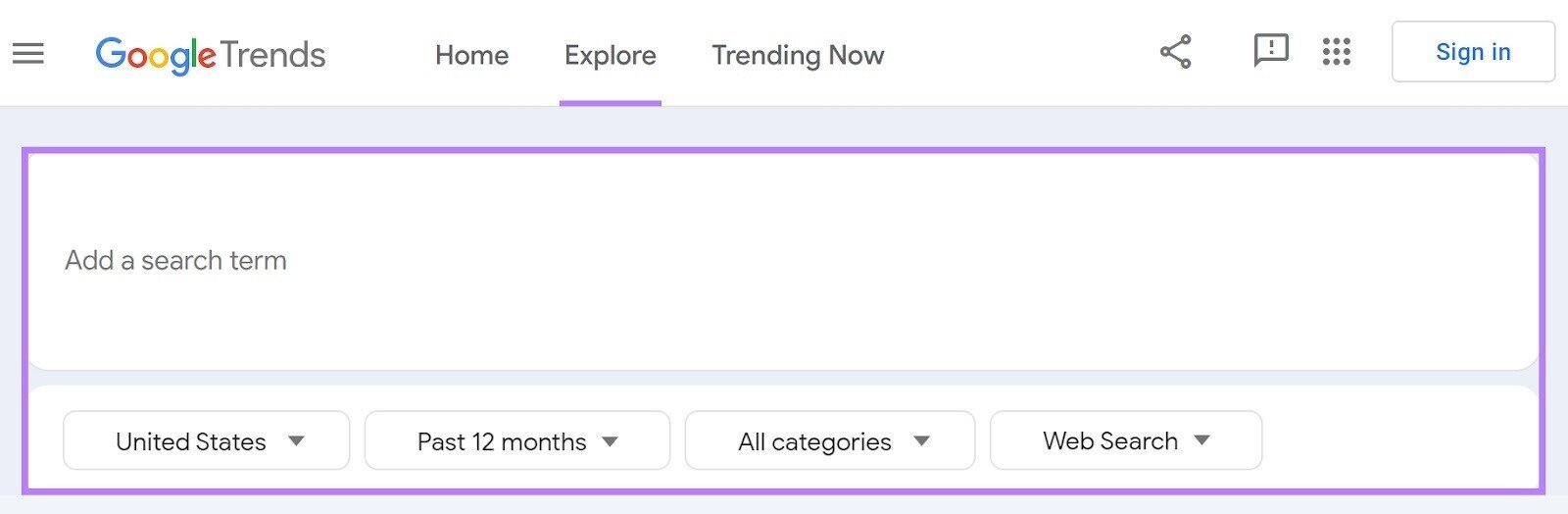 Trends Explore tool