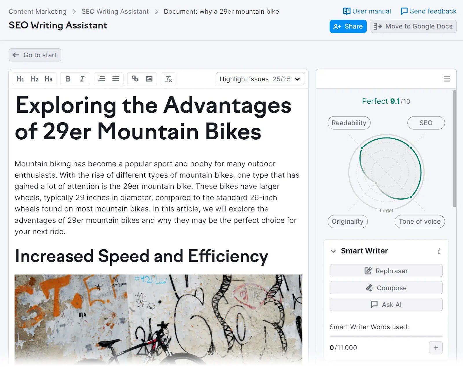 Semrush's&nbsp;SEO Writing Assistant tool