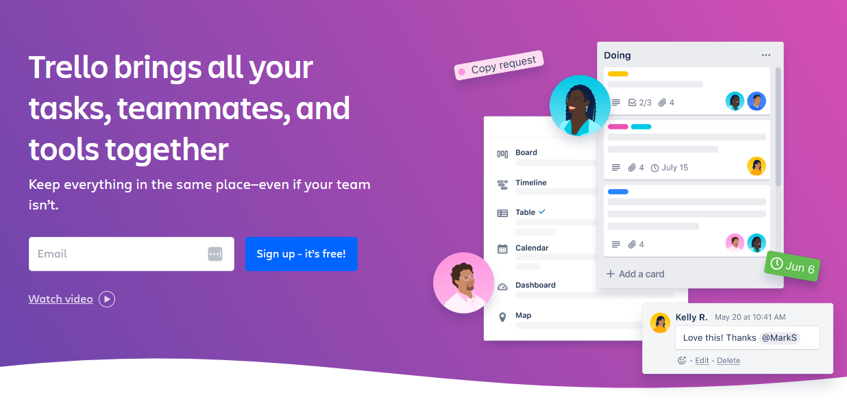 Trello&rsquo;s&nbsp;homepage UVP