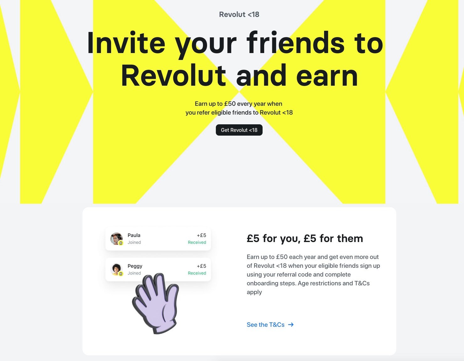 Revolut's referral program landing page