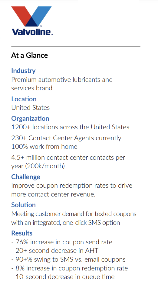&ldquo;At a Glance&rdquo; column section of Textel's case study