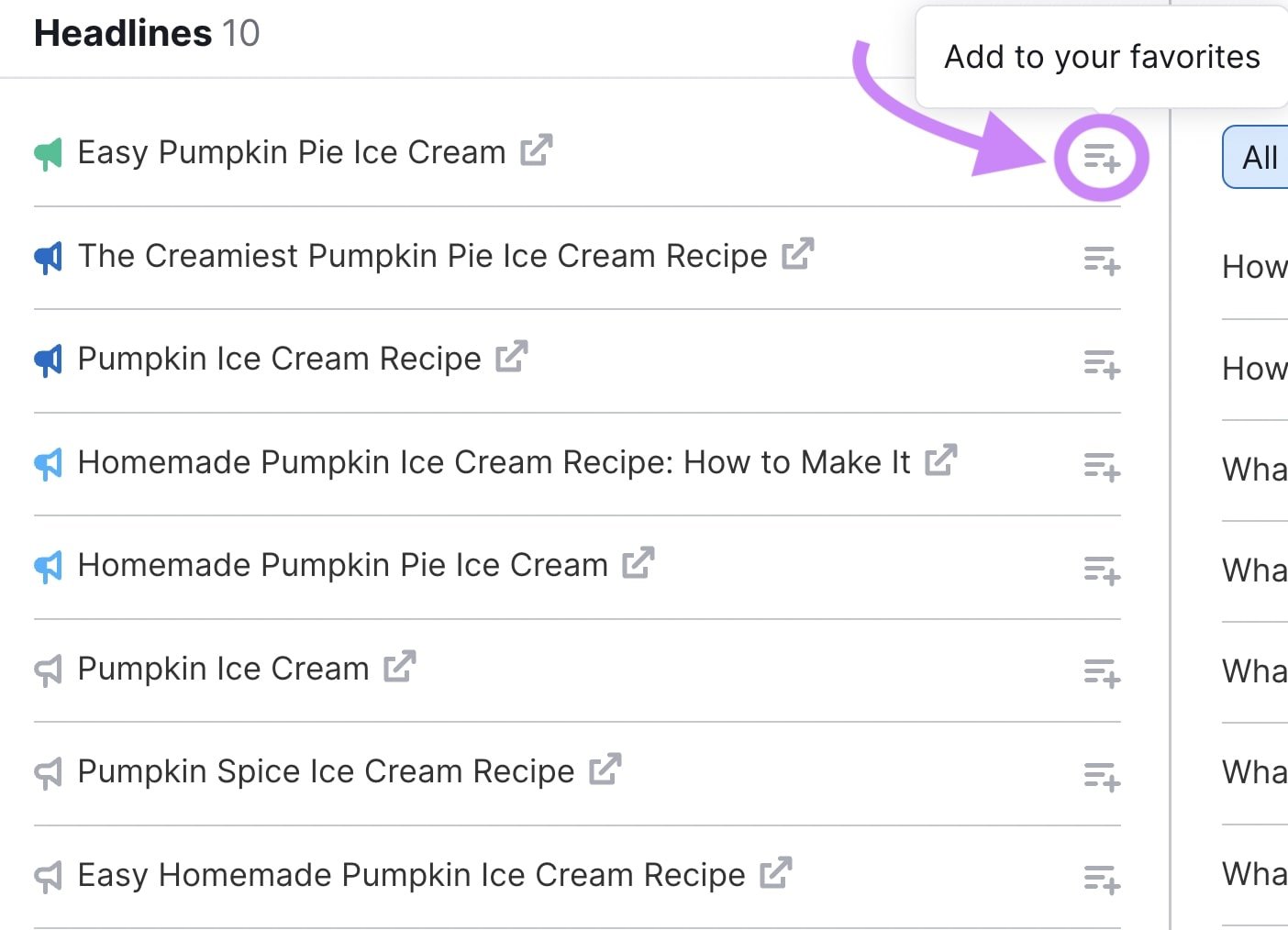 &ldquo;Add to your favorites&rdquo; button highlighted next to "Headlines"