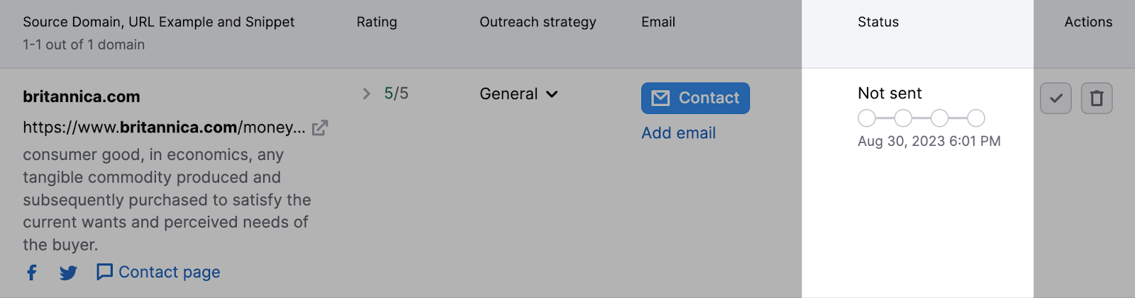&ldquo;Status&rdquo; column showing "Not sent"