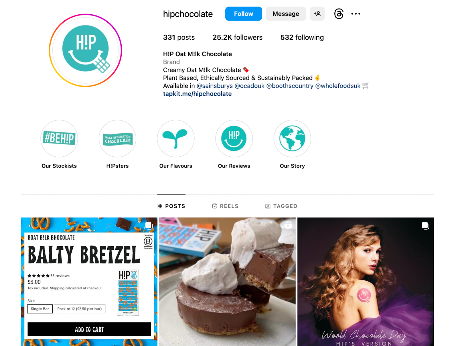 H!P Chocolate&rsquo;s Instagram page