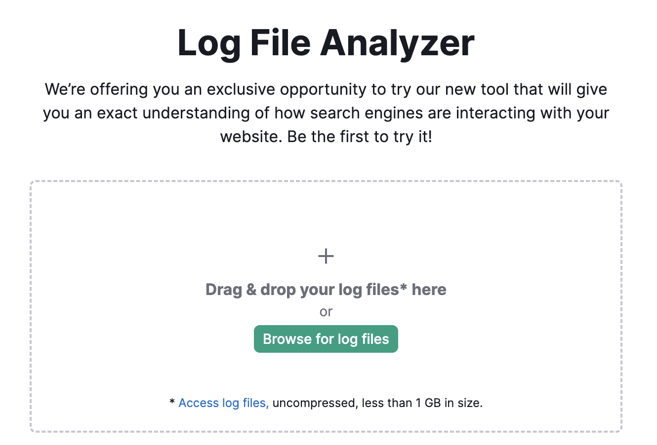 Semrush&rsquo;s Log File Analyzer tool