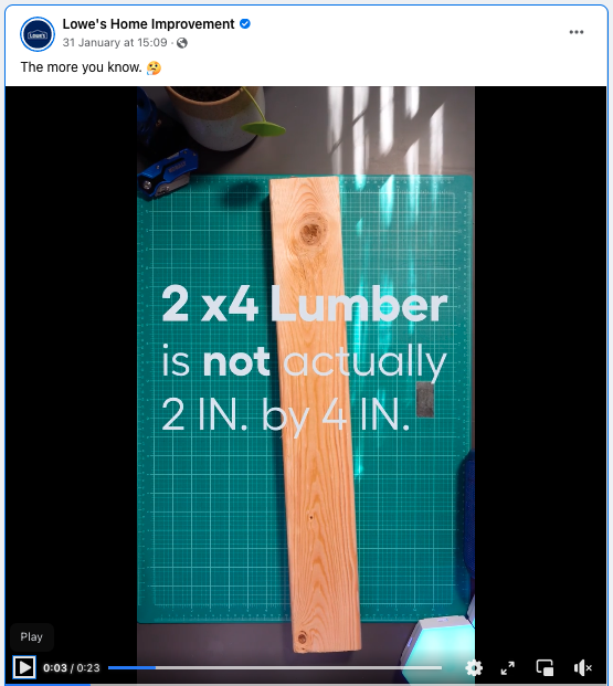 Lowe&rsquo;s Home Improvement helpful Facebook post