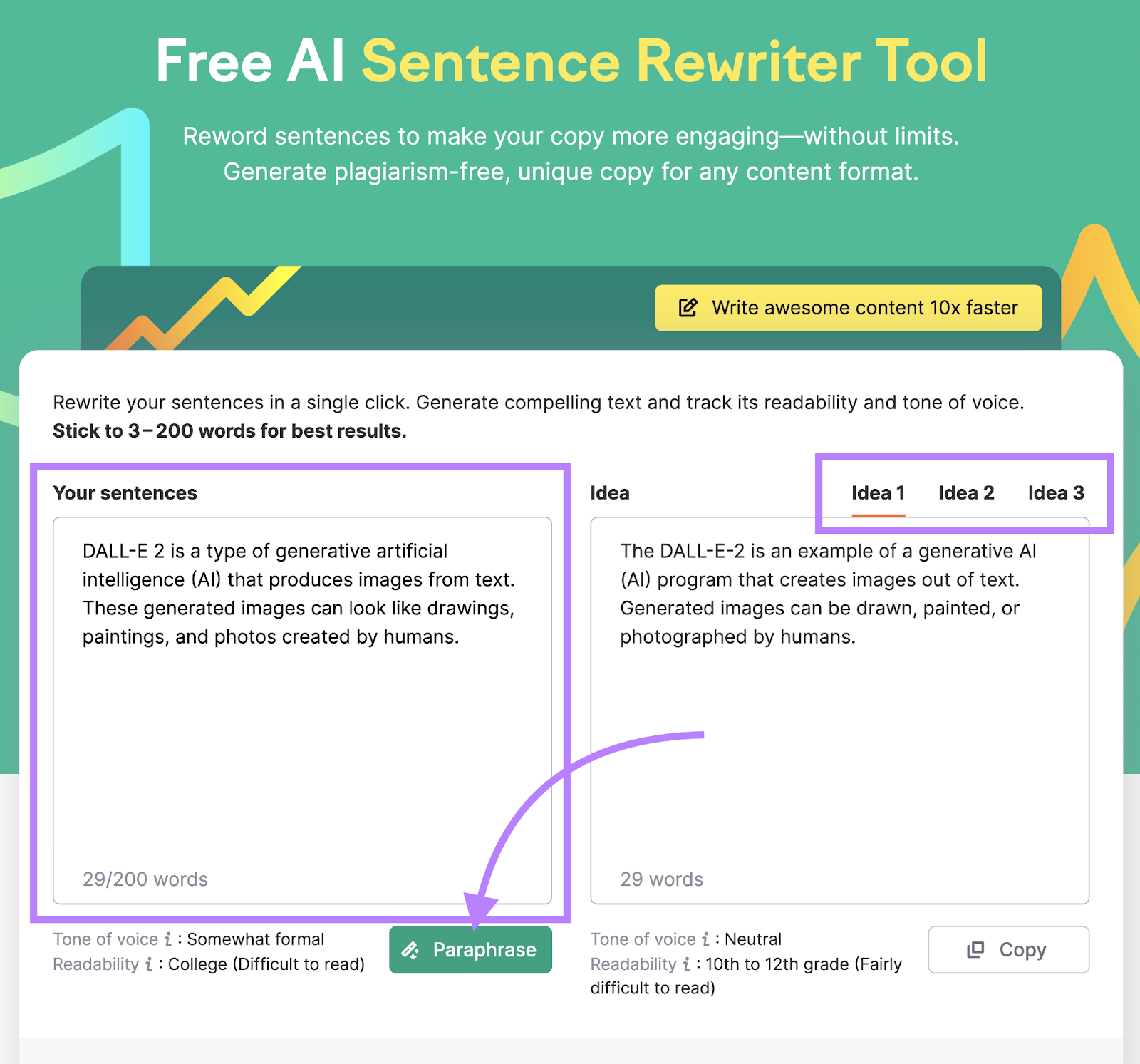 Semrush&rsquo;s Sentence Rewriter Tool