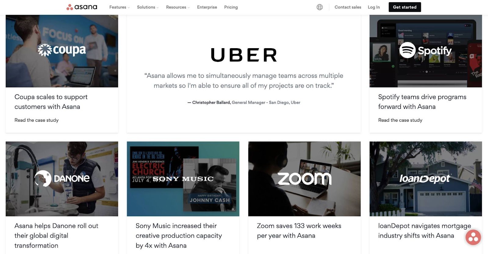 Asana&rsquo;s case studies page