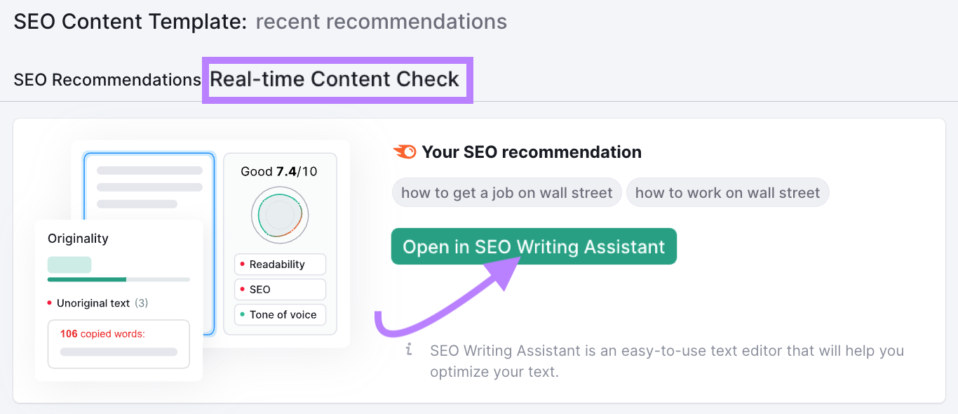 &ldquo;Real-time Content Check&rdquo; tab highlighted