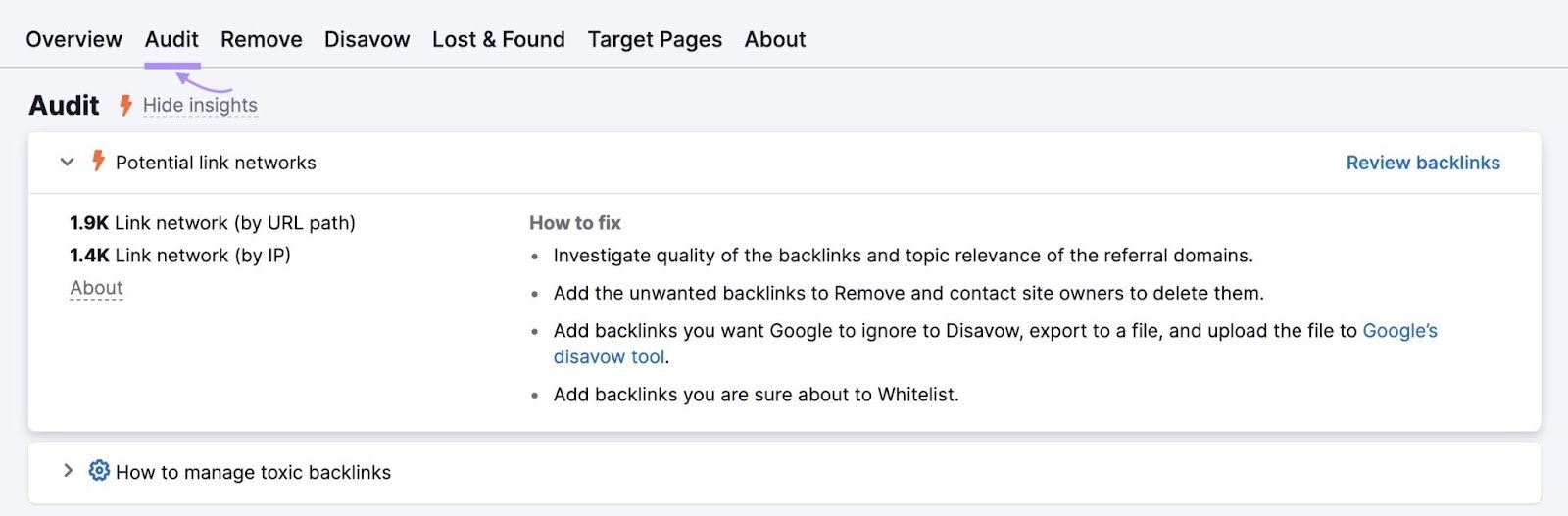 &ldquo;Audit&rdquo; section of the report