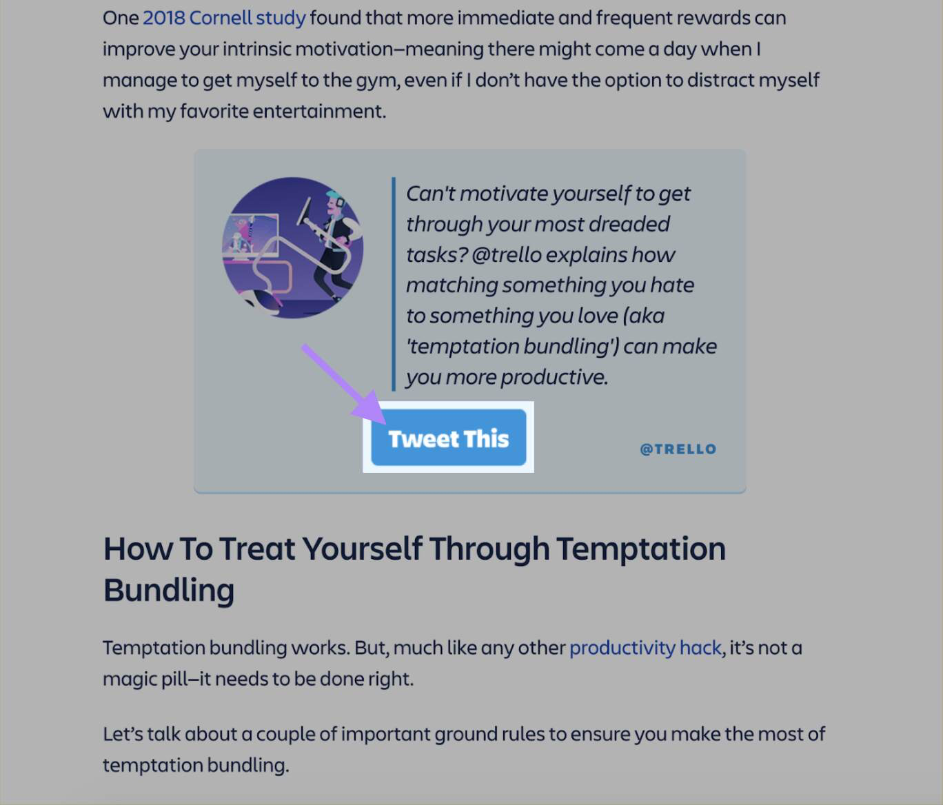 "Tweet This" CTA highlighted on Trello&rsquo;s blog