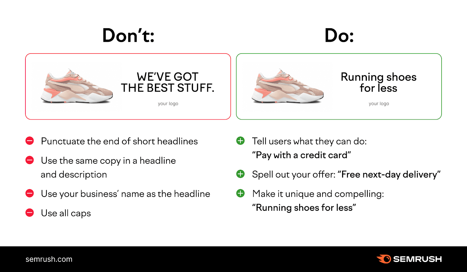 Short headlines do and don&rsquo;t infographic
