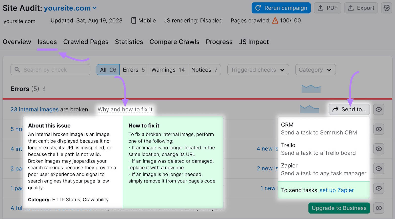 an example of "why and how to fix it" section in the &ldquo;Issues&rdquo; report