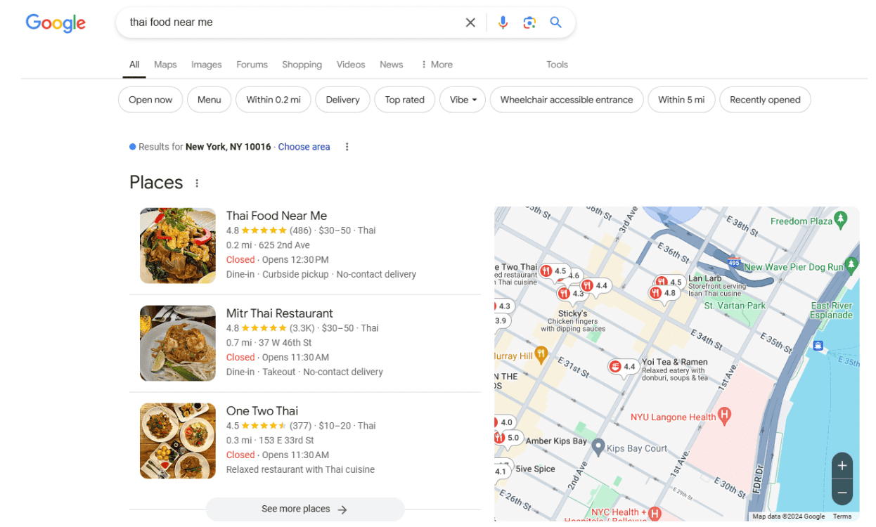 A restaurant using &ldquo;near me&rdquo; in its name to try and game the system