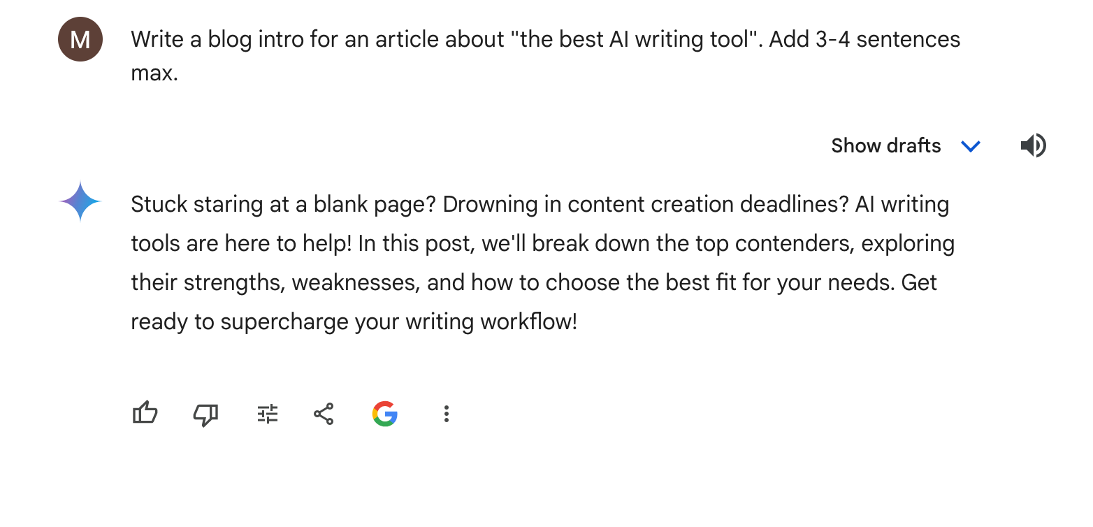 Writing AI copy with Gemini