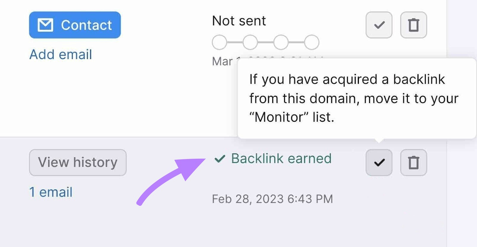 &ldquo;Backlink earned&rdquo; notification