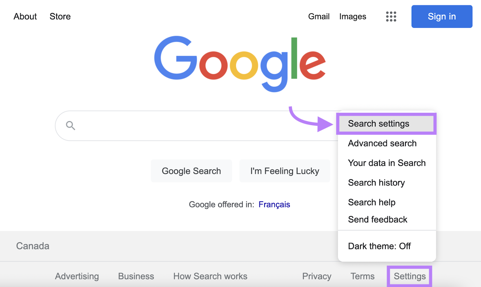 Google &ldquo;Settings&rdquo;