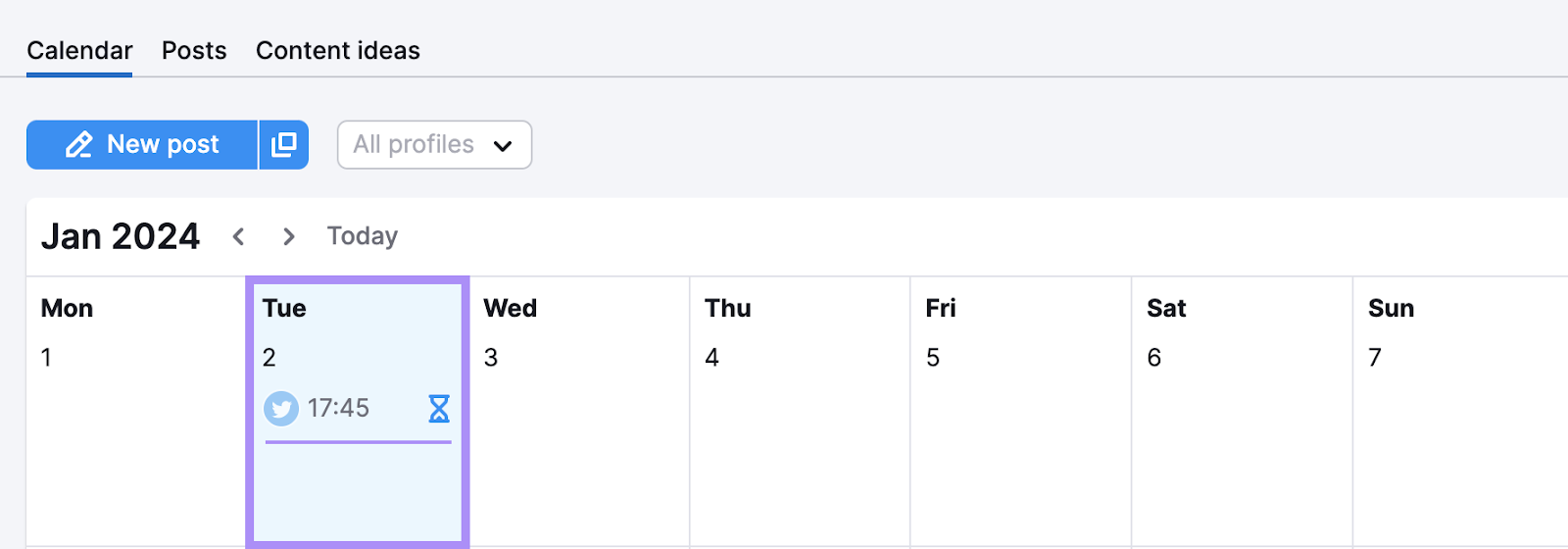Social Poster&rsquo;s main page calendar