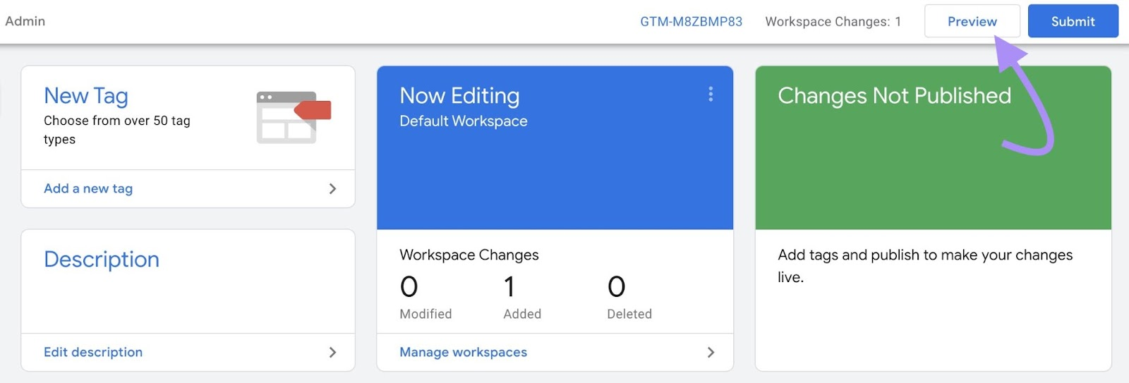 &ldquo;Preview&rdquo; button in container&rsquo;s workspace overview