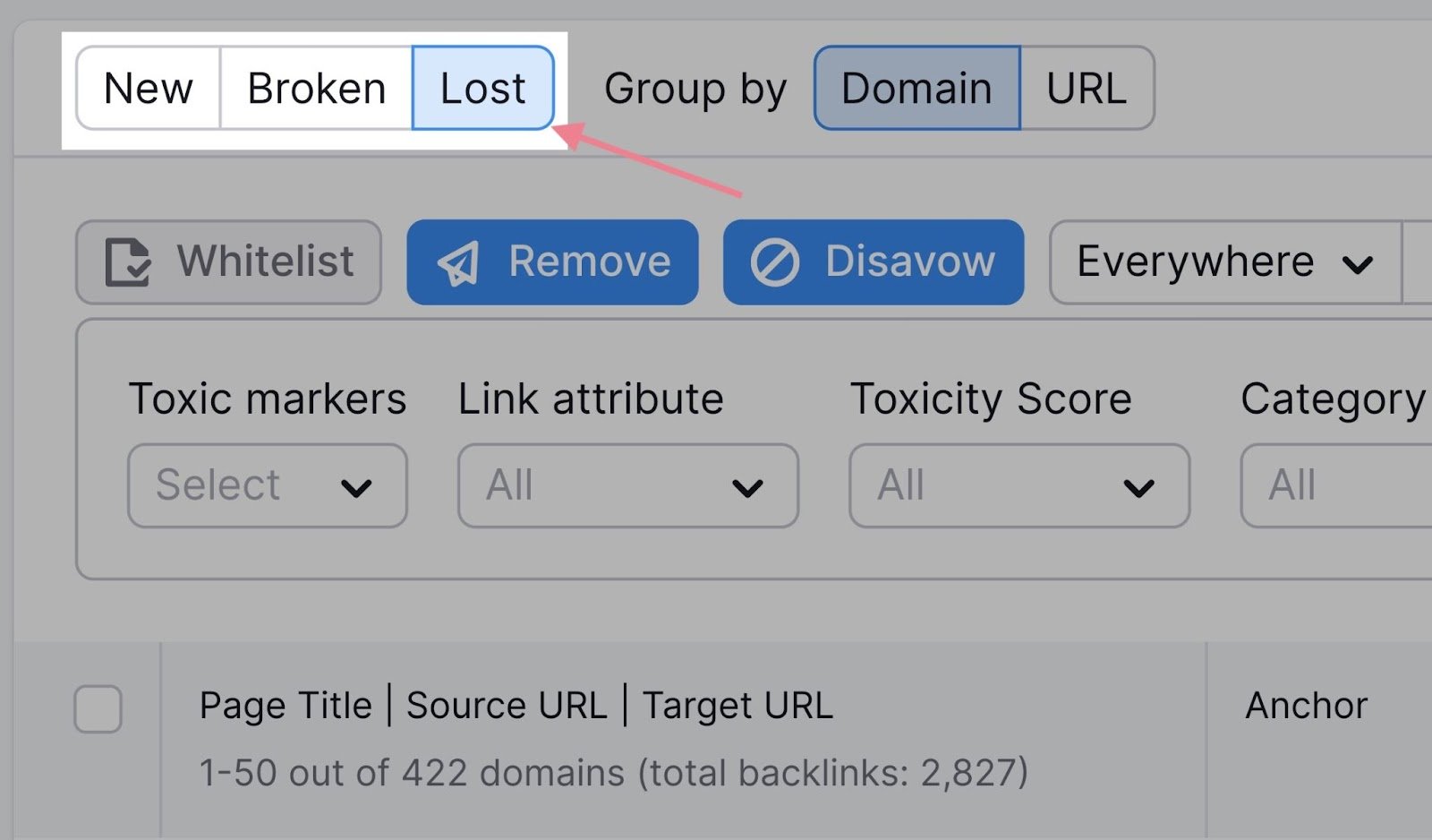 &ldquo;Lost&rdquo; box highlighted at the top of the list