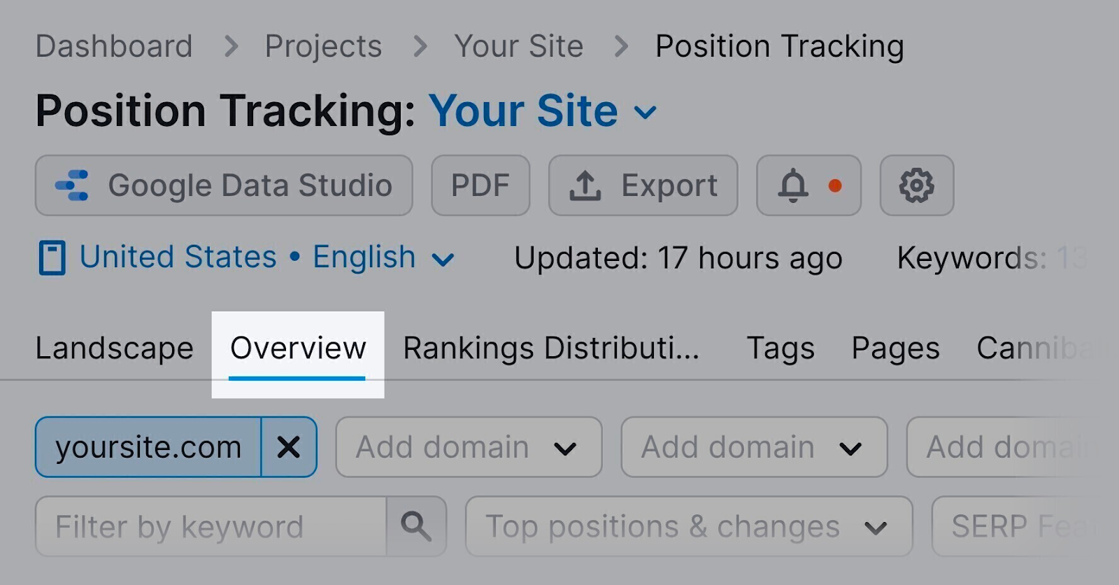 “Overview” tab highlighted