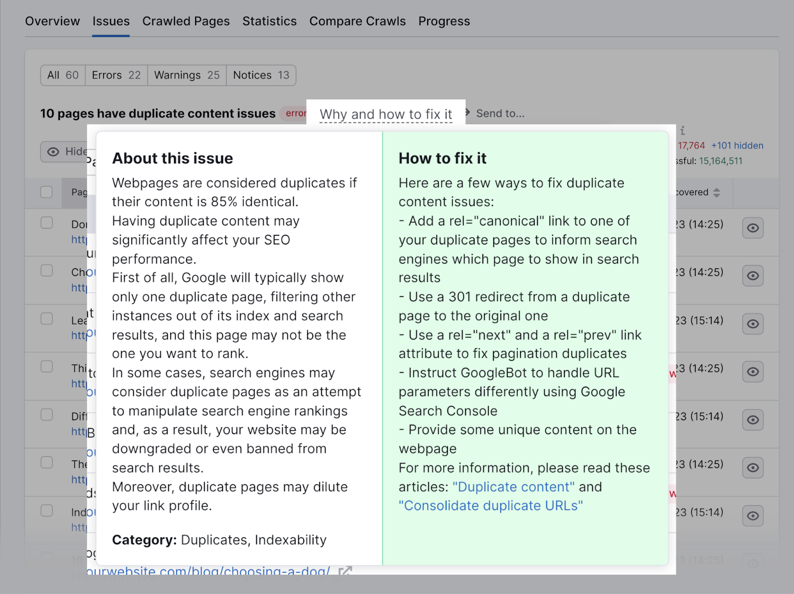 &ldquo;Why and how to fix it&rdquo; section example