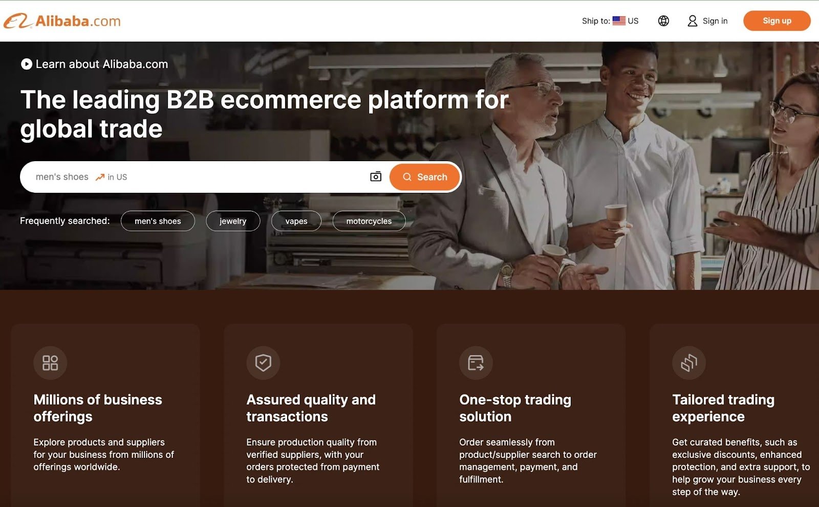 Alibaba.com landing page