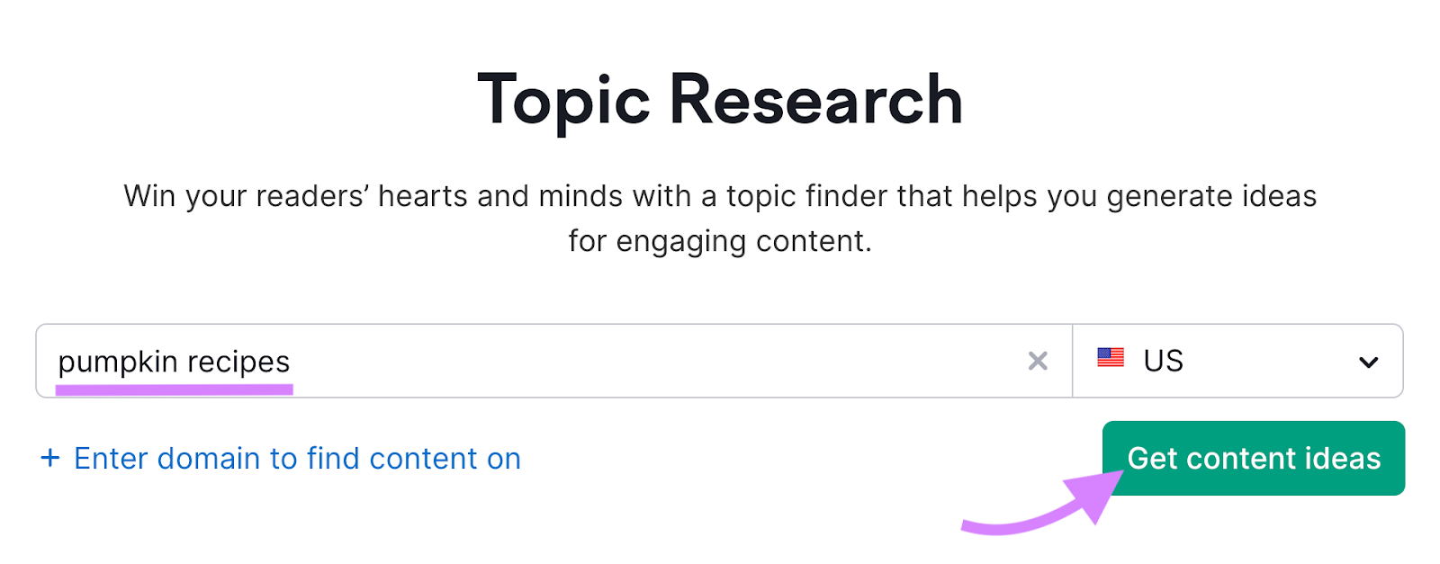 "pumpkin recipes" entered into Topic Research search bar
