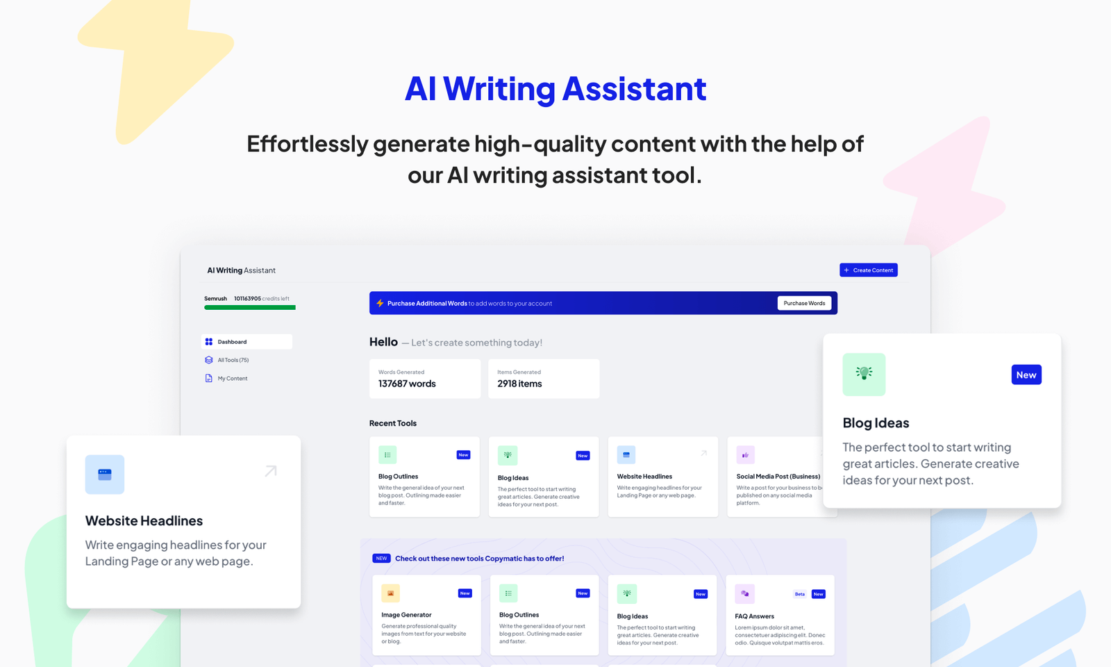 AI Writing Assistant page