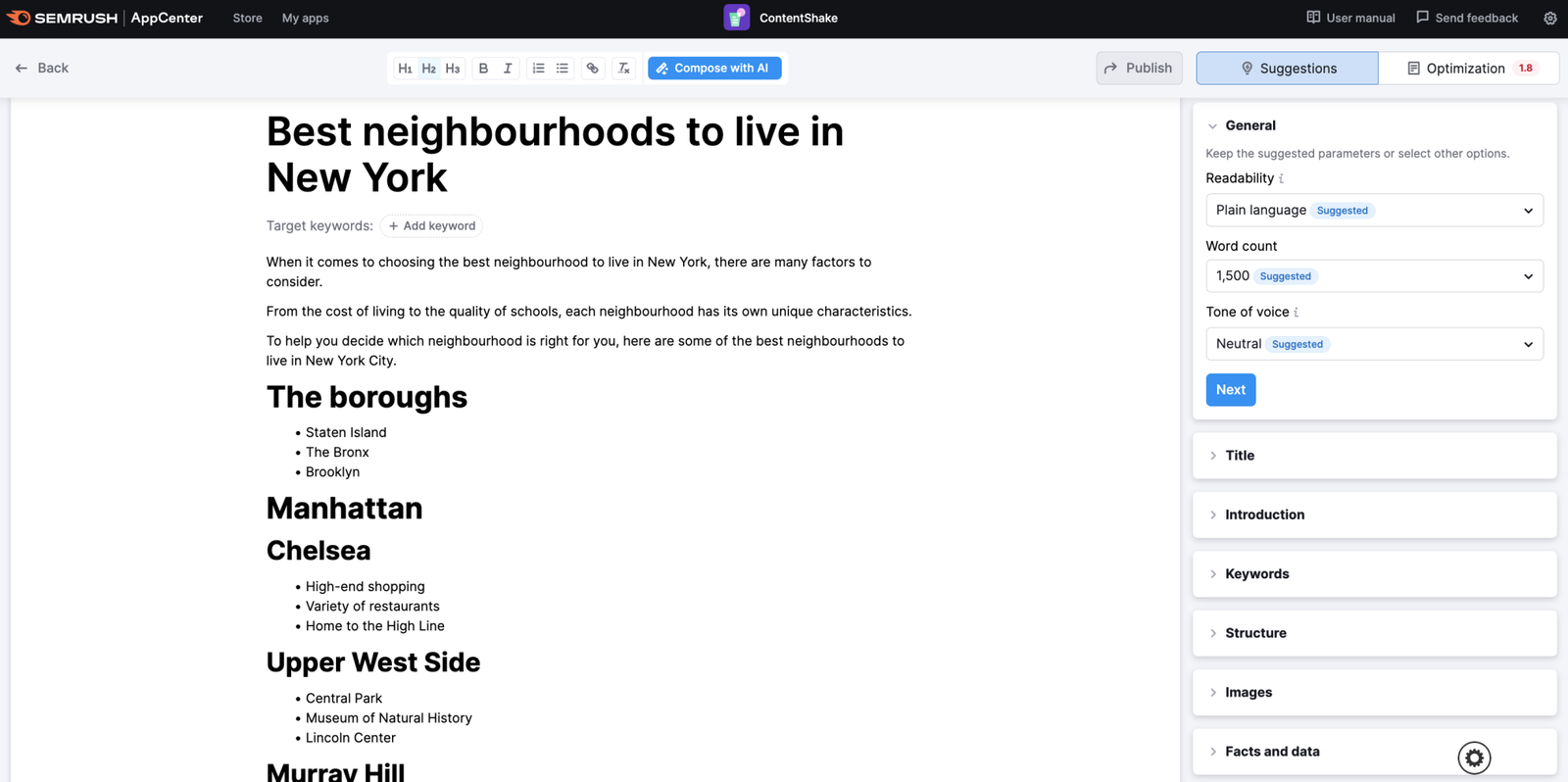 ContentShake for real estate content writing