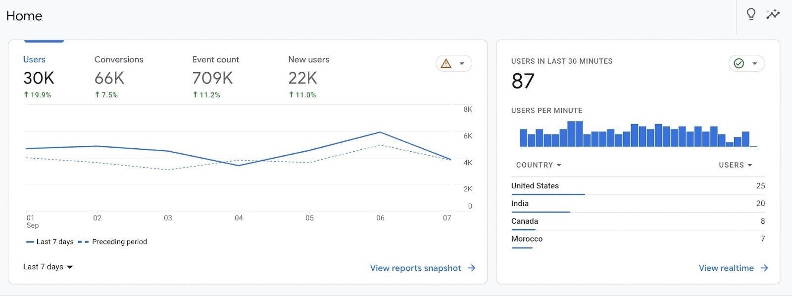 Google Analytics (GA) interface