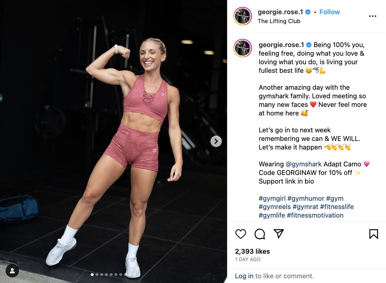 Influencer&rsquo;s post about Gymshark