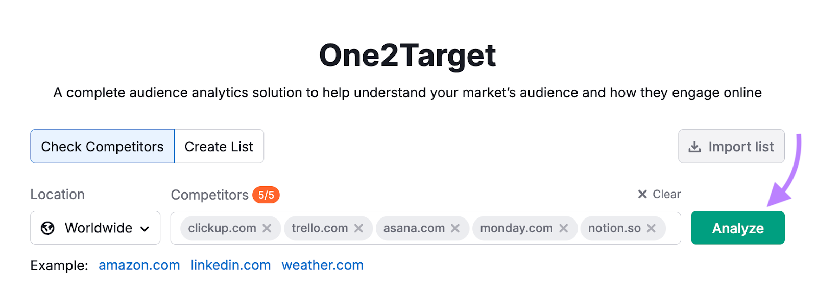 Analyzing your audience with One2Target