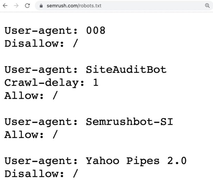 Example of a robots.txt file showing pages or sections of a site that should and shouldn&rsquo;t be crawled.
