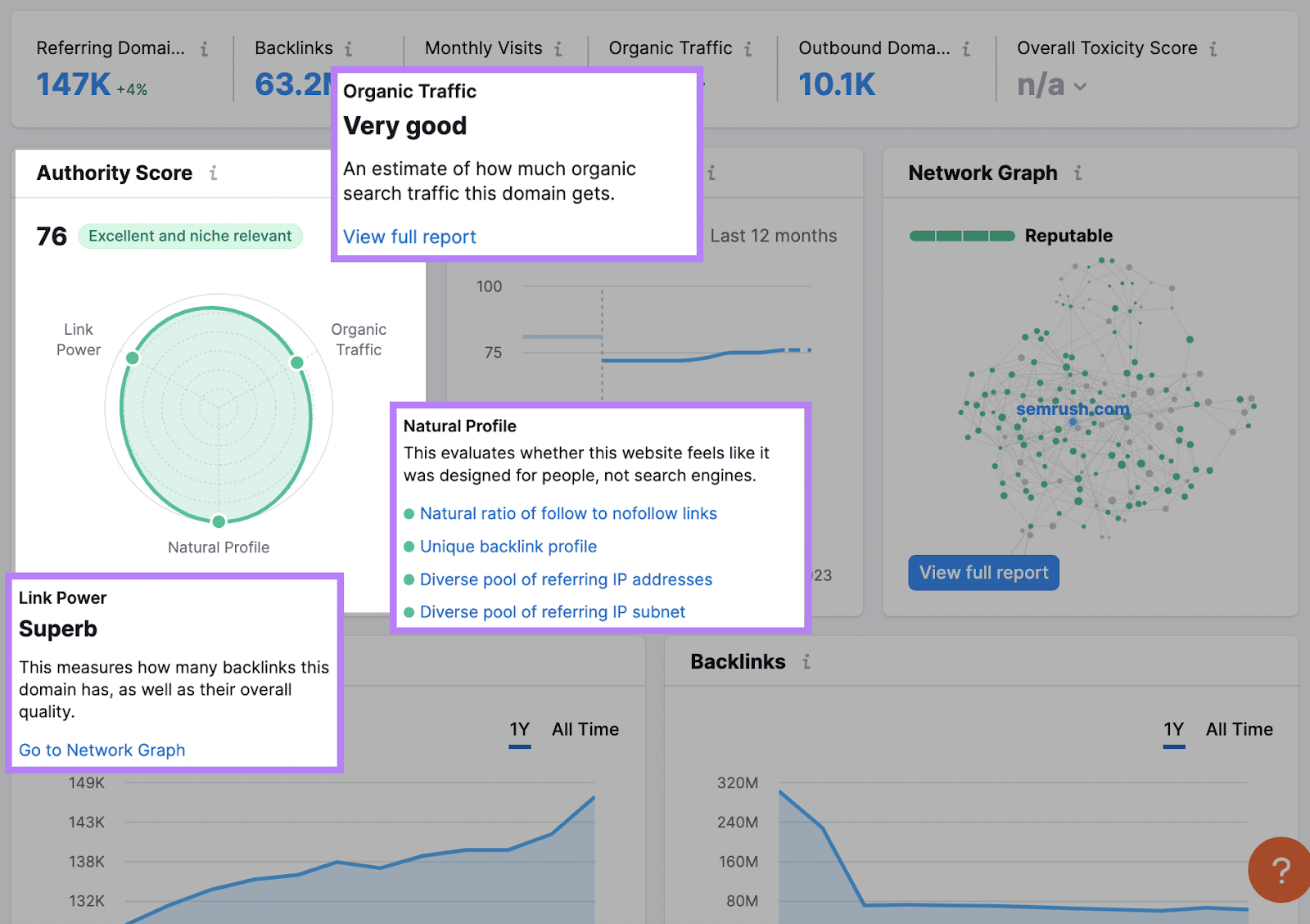 Semrush&rsquo;s score metric with explanations