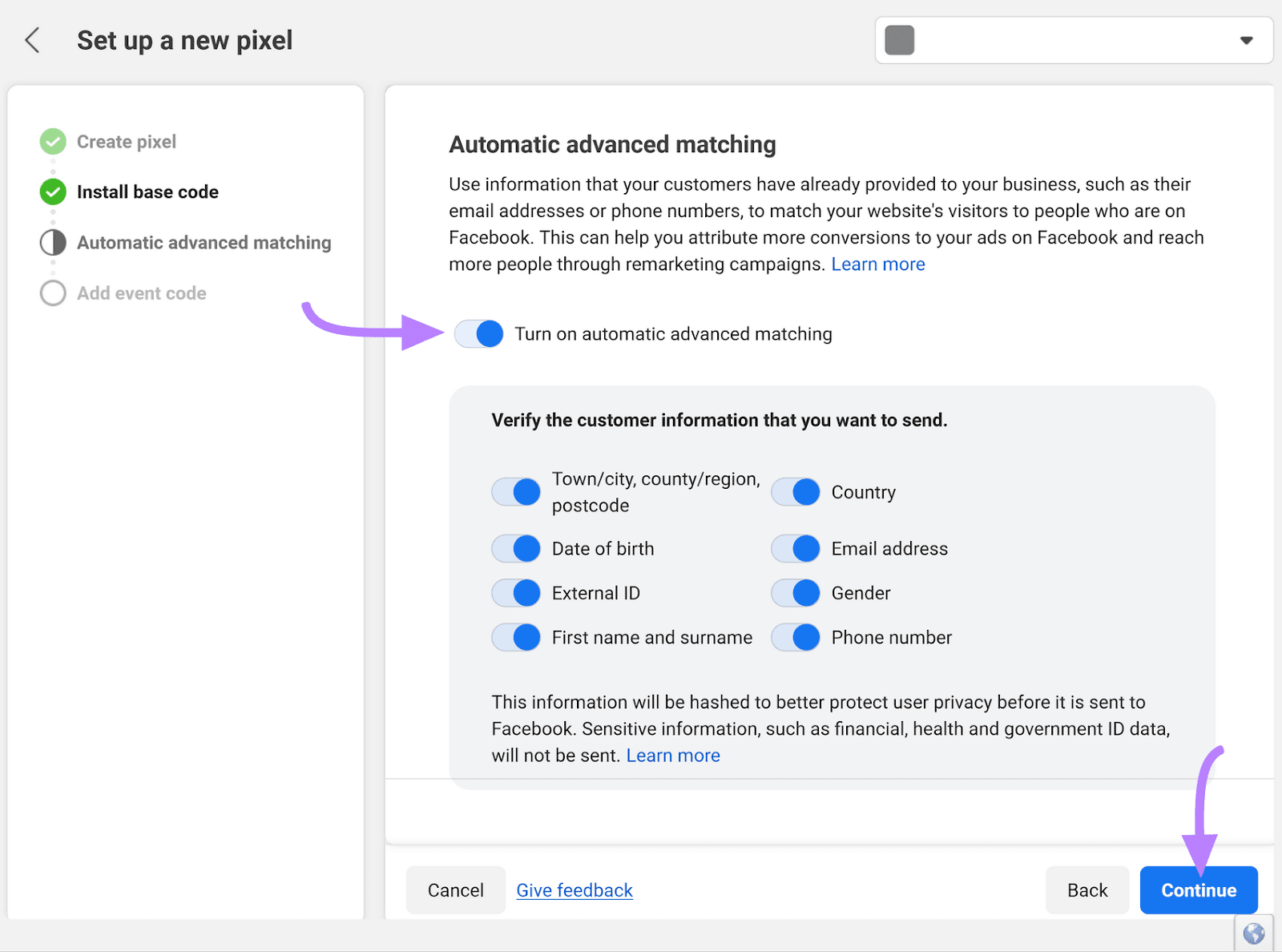 &ldquo;Automatic advanced matching&rdquo; option turned on