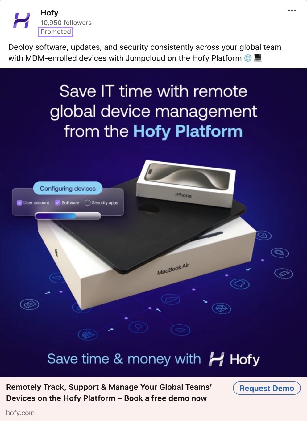 A paid ad on LinkedIn marked &ldquo;Promoted."