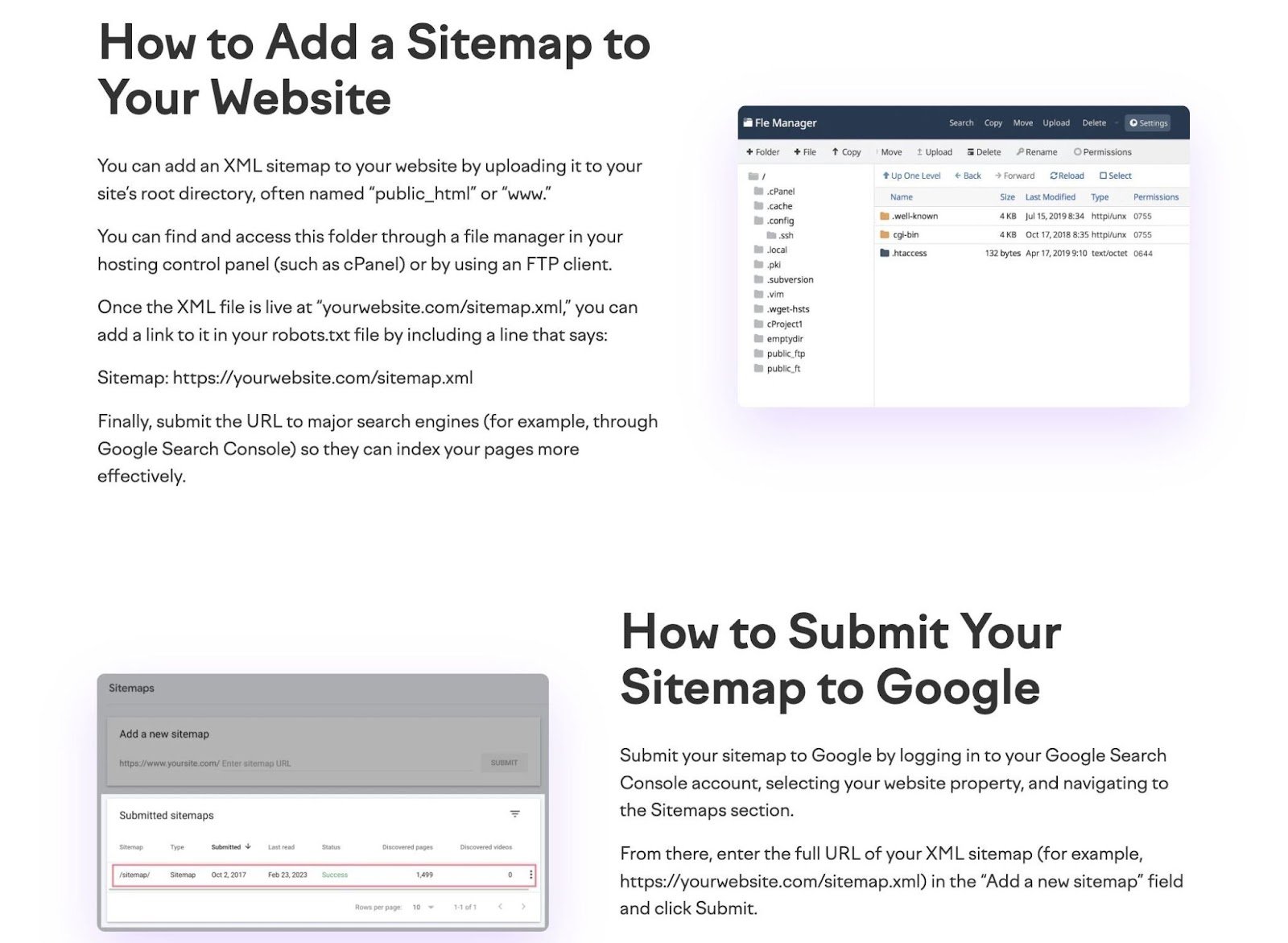Guide on how to add a sitemap to your website and submit it to Google on Semrush&rsquo;s Free Sitemap Generator.