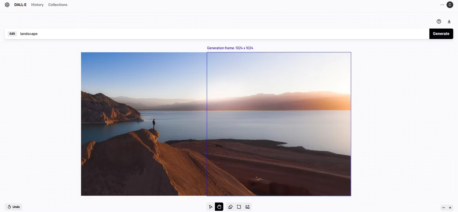 &ldquo;outpainting&rdquo; with DALL-E 2 for a landscape image