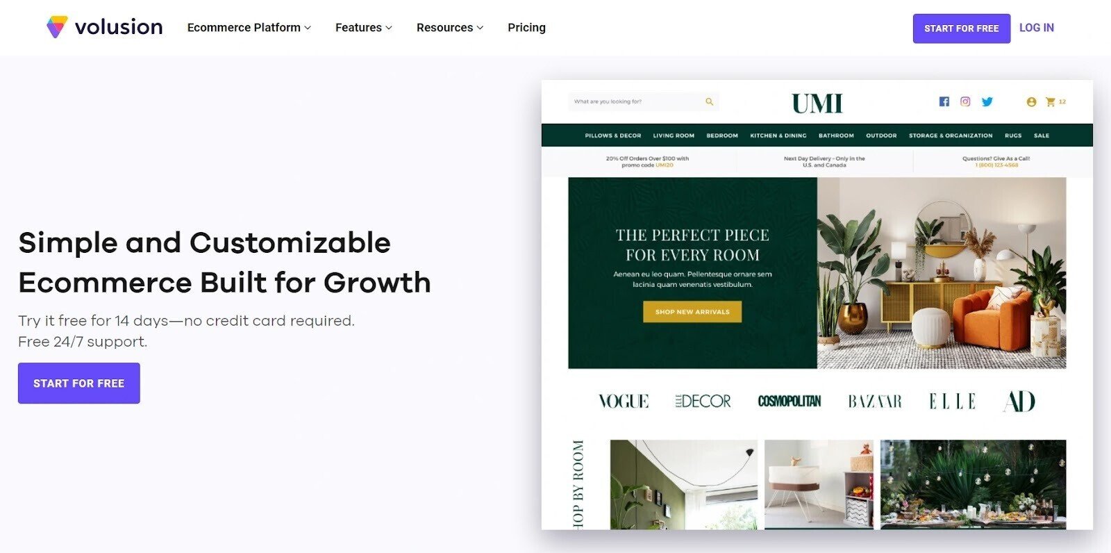 Volusion&nbsp;homepage