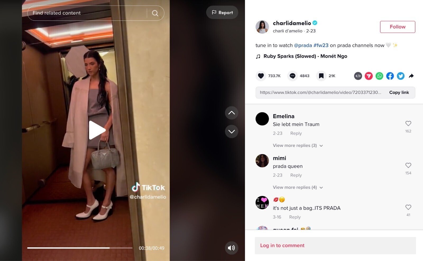 Charli D&rsquo;Amelio&rsquo;s collaboration with Prada on TikTok