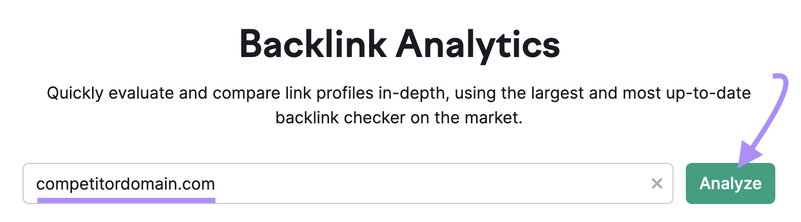 enter a competitor&rsquo;s domain in Backlinks tool