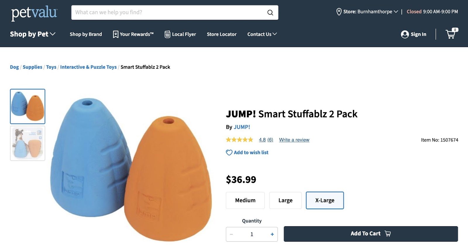 ecommerce product page for a "dog toy" without the word in the title but linked from a &ldquo;dog toys&rdquo; page