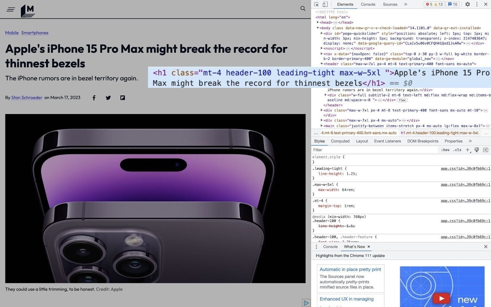 wrapping the headline in H1 tags