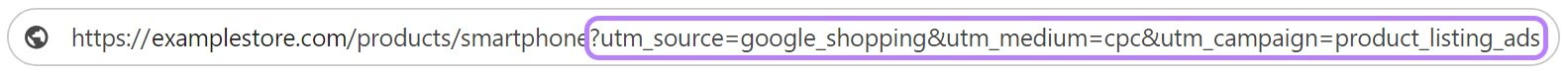 An example of PLA URL tagged with unique UTM codes