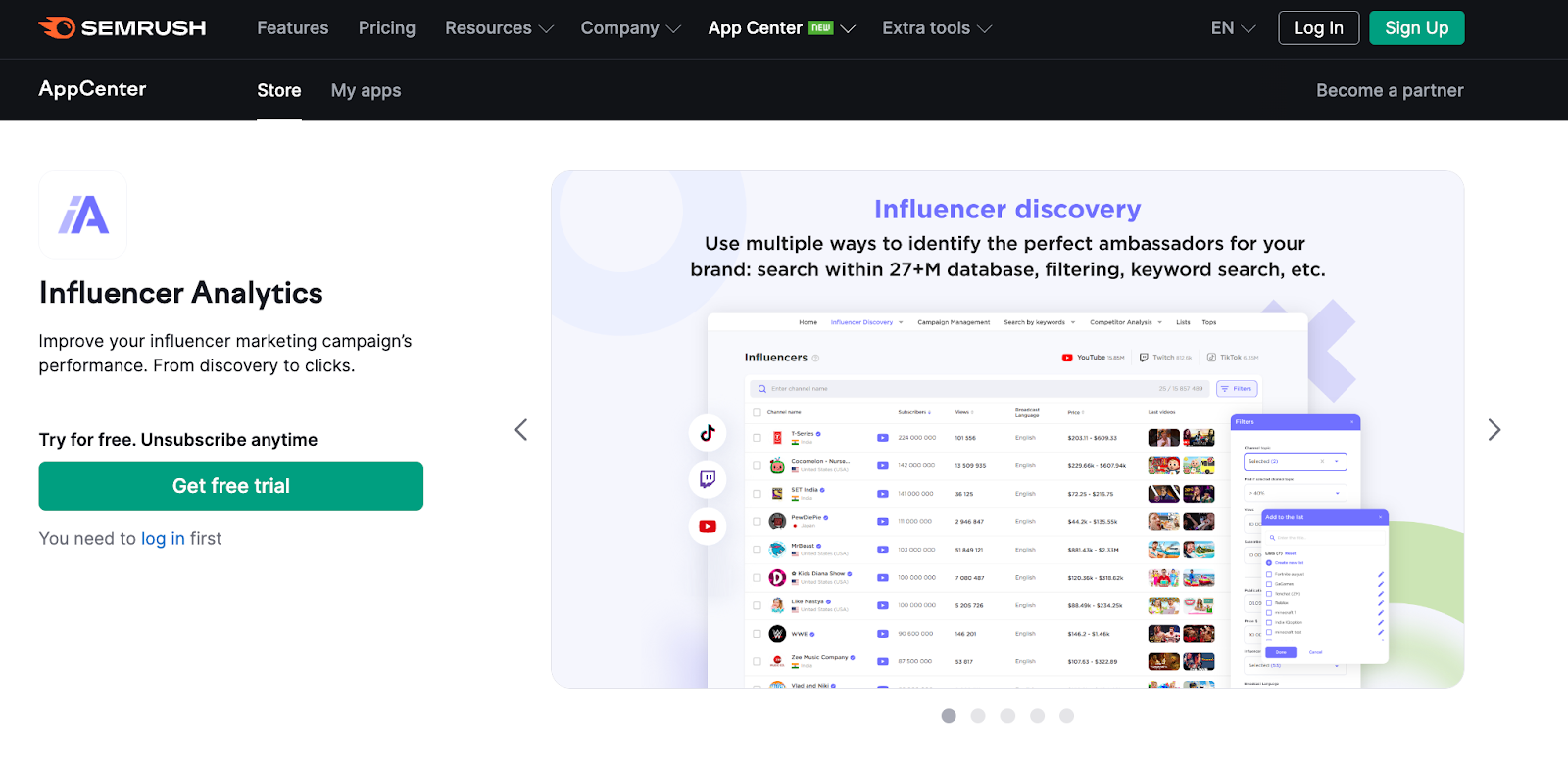 Image of Influencer Analytics app