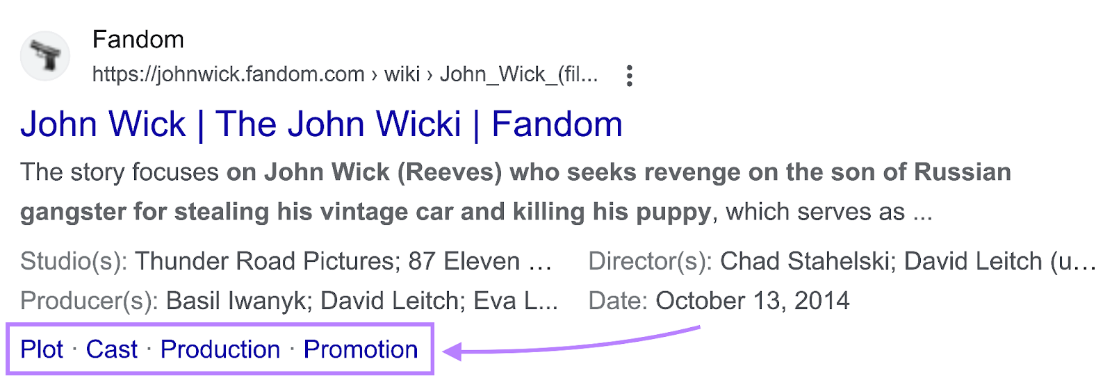 Page&rsquo;s search snippet example