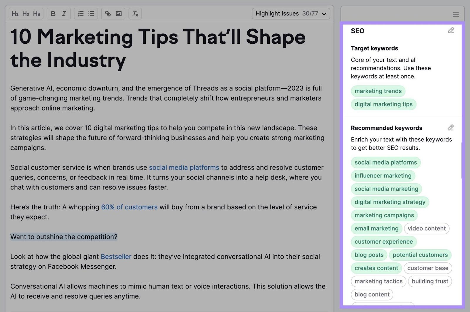 Recommendations on how to improve your content&rsquo;s SEO signals