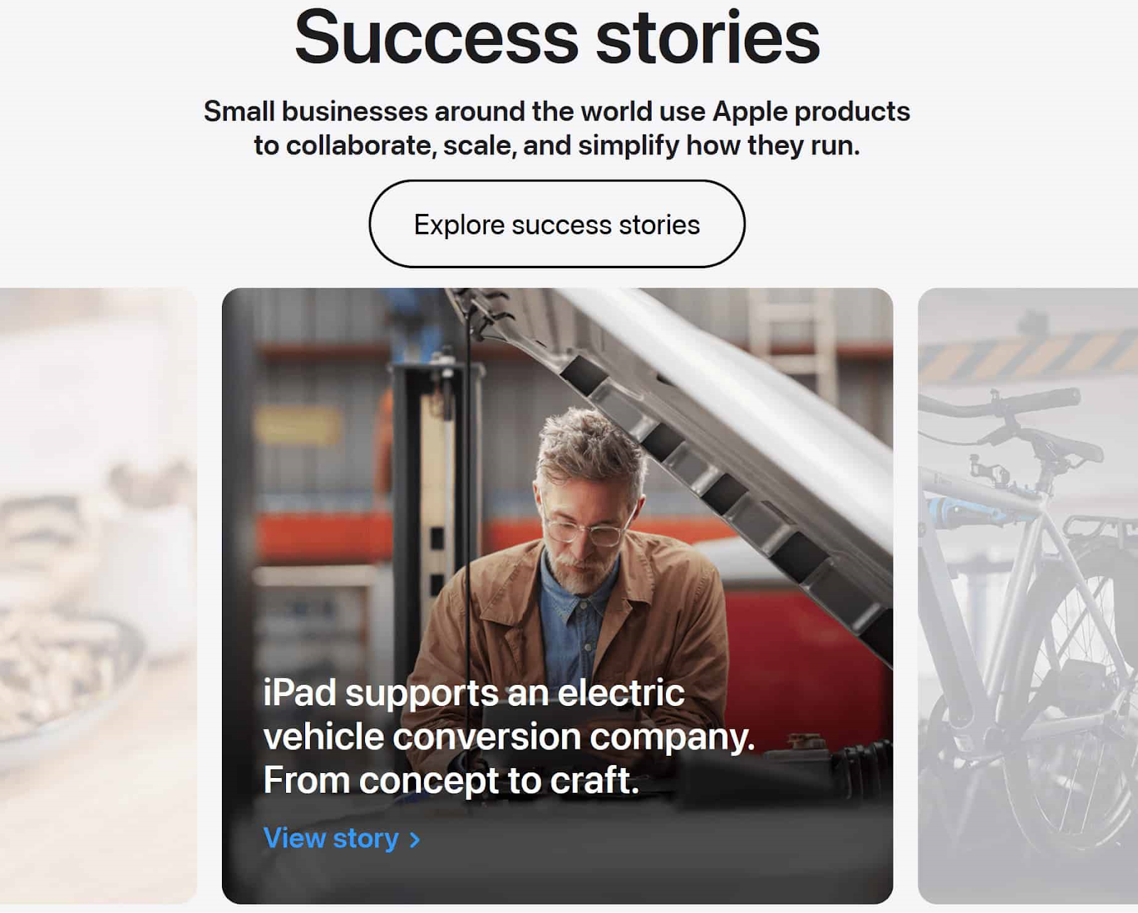 Apple&rsquo;s "Success stories" section